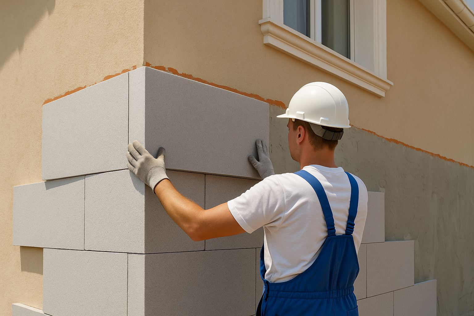 Chantier ITE à Versailles · enduit sur isolant