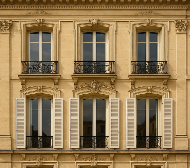 Façade ravalée à Versailles · enduit à la chaux sur immeuble haussmannien
